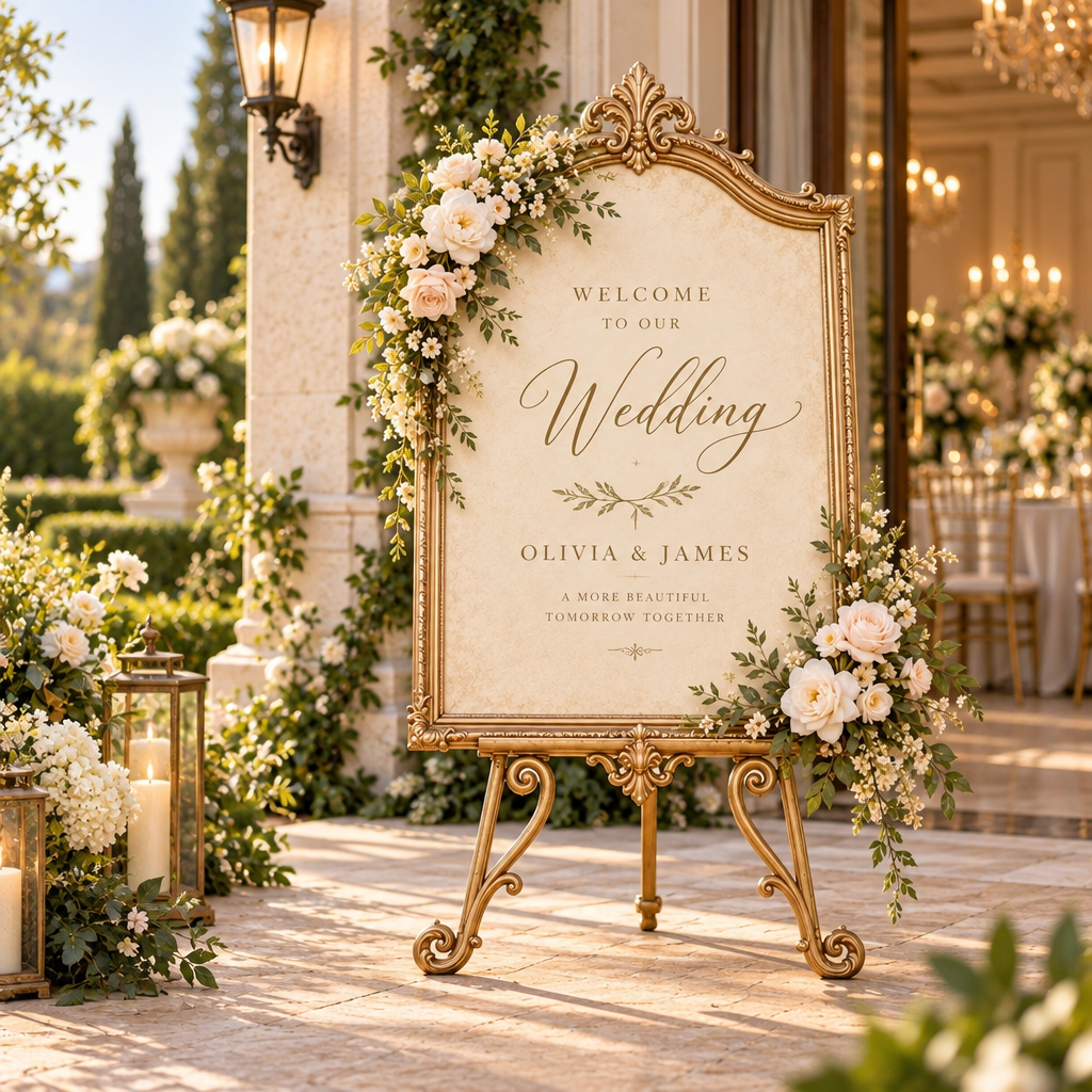 Vintage Estate Wedding Welcome Sign — view 4