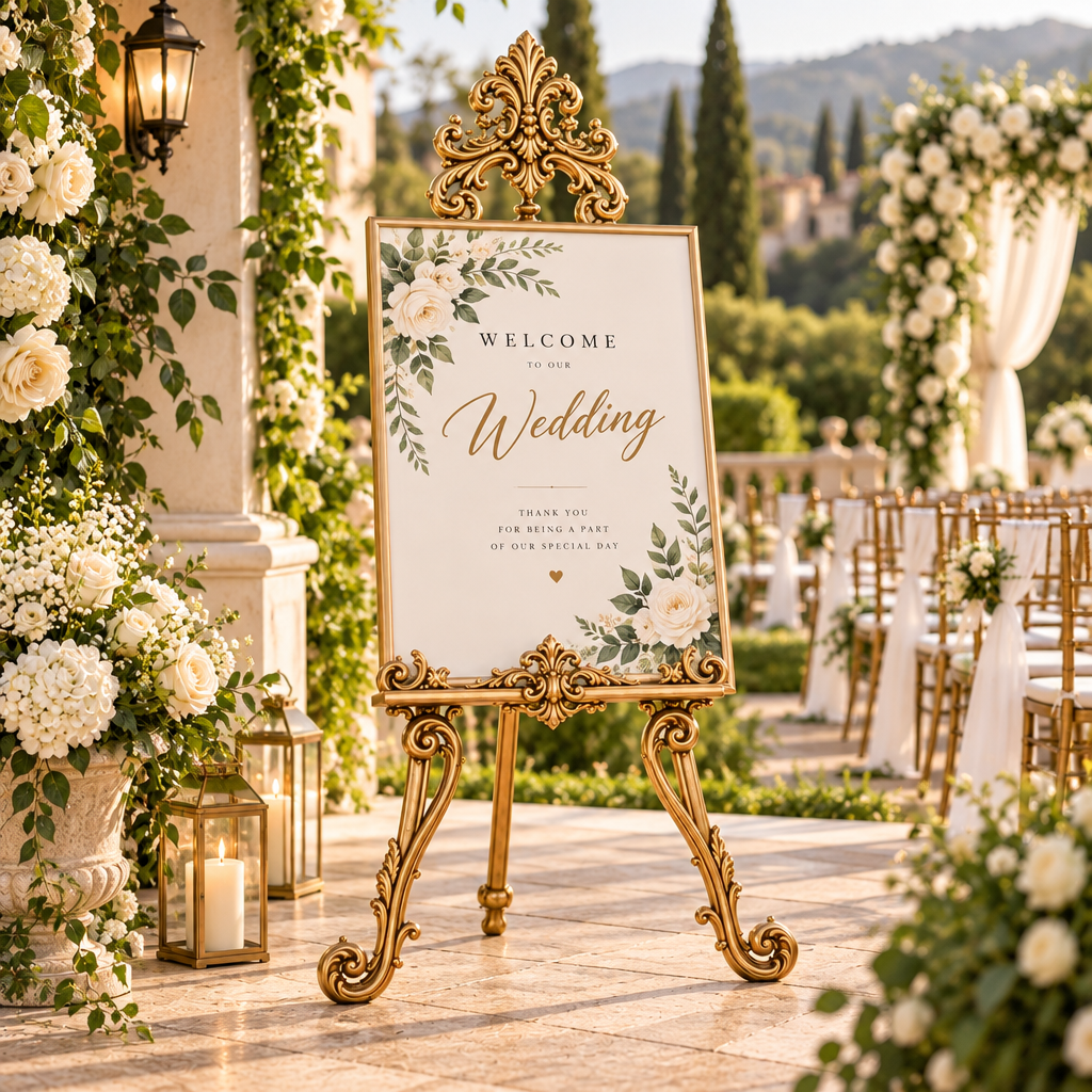 Ornate Brass Wedding Ceremony Easel — view 3