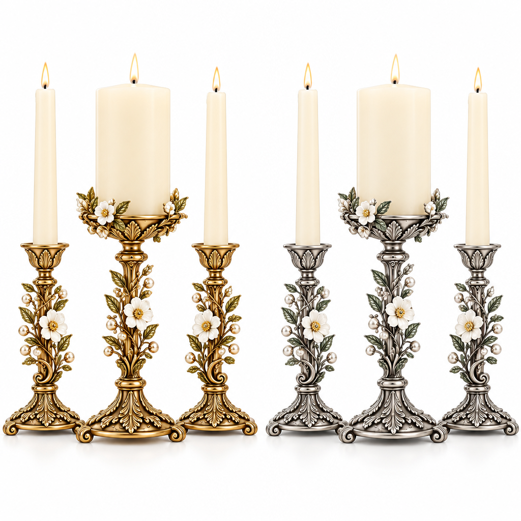 Antique Gold Unity Candle Holder Set — view 2