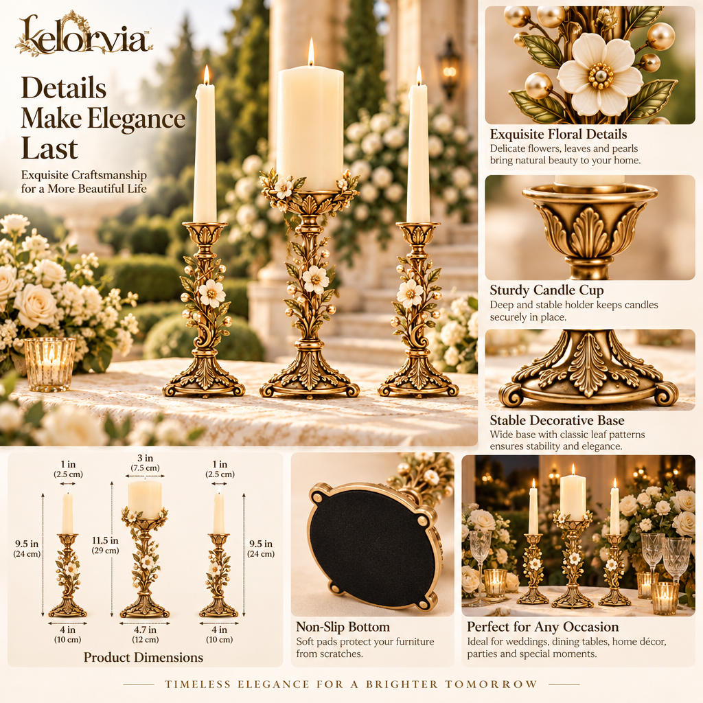 Antique Gold Unity Candle Holder Set — view 4