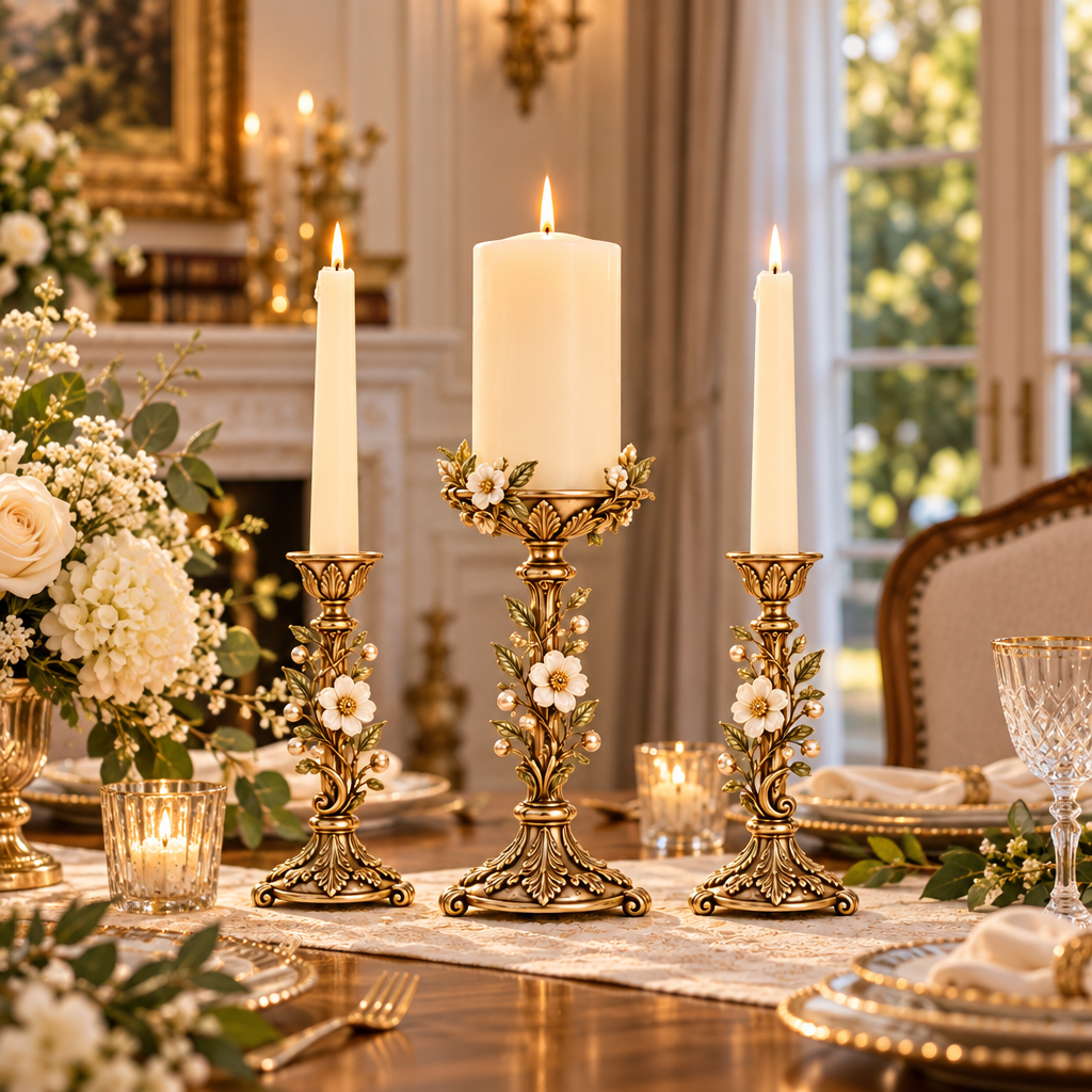 Antique Gold Unity Candle Holder Set — view 5