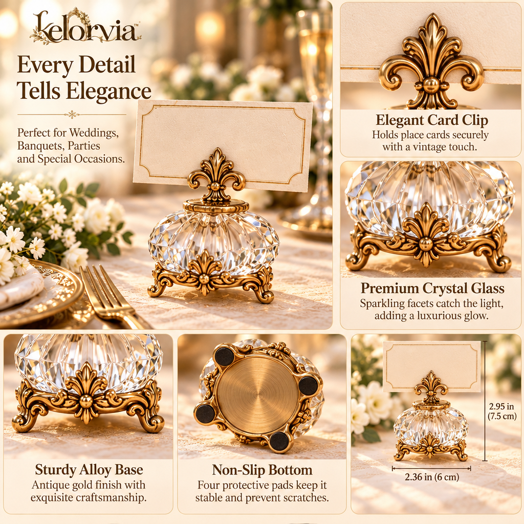 Vintage Crystal Place Card Holder Set — view 5