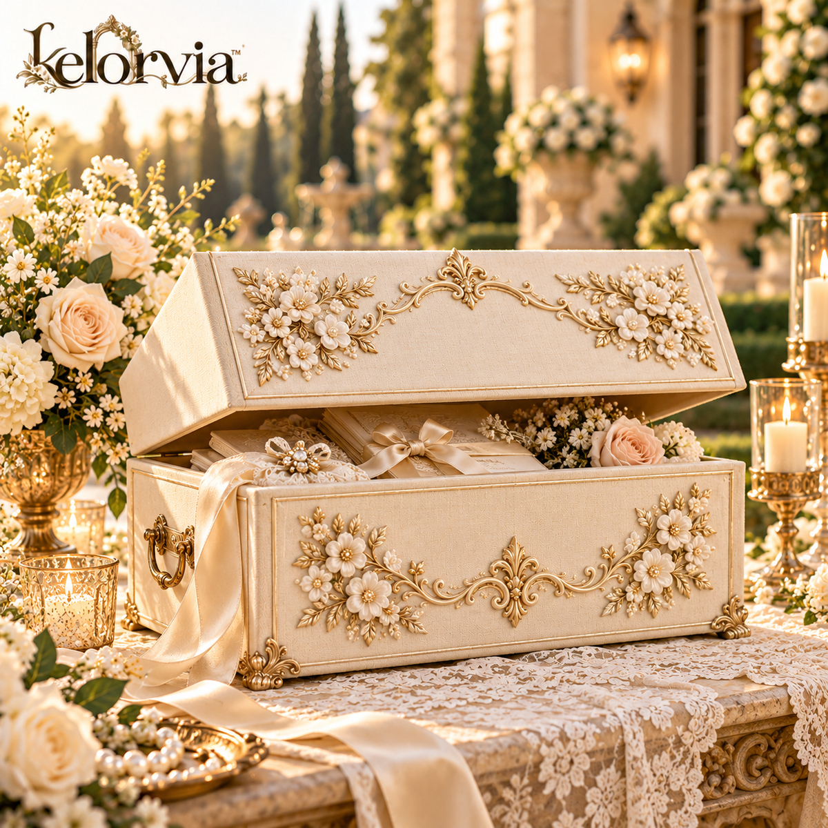 Linen Wedding Memory Chest — view 1